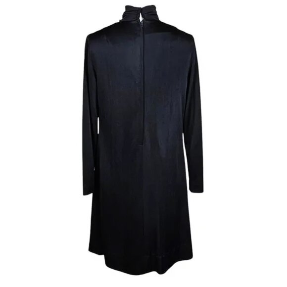 Lilli Diamond Vintage '60s Black Cowl Mock Neck Jerset Dress Size M - Picture 5 of 7